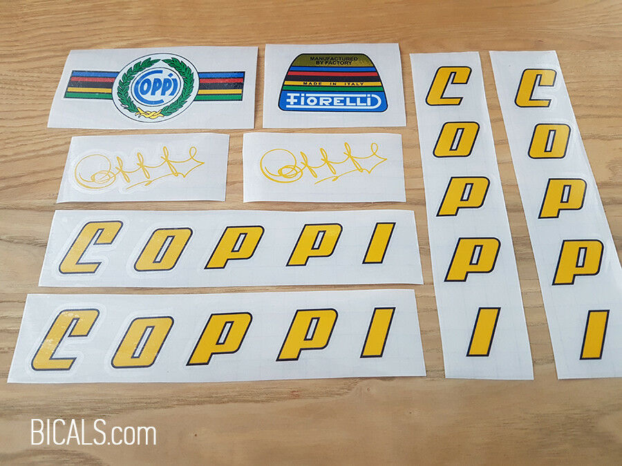 Set 8 Fausto Coppi Bicycle Decals Transfers Stickers 