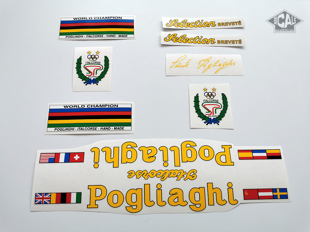 POGLIAGHI 50s 60s yellow decal set sticker complete bicycle FREE SHIPPING 