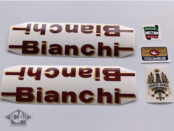 Bianchi Super Leggera dark red gold bicycle decal BICALS